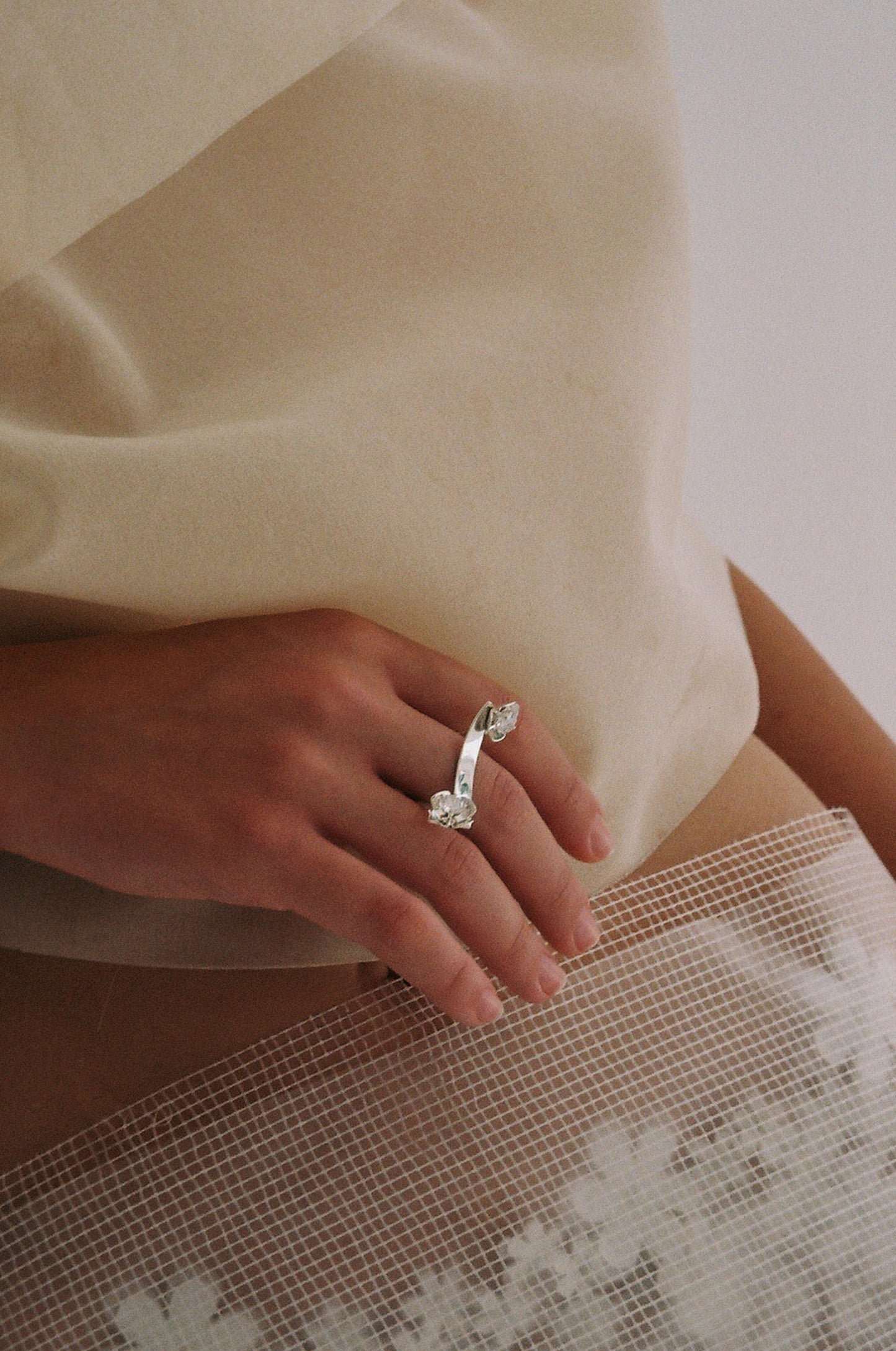 Crystal Flower Dual Ring