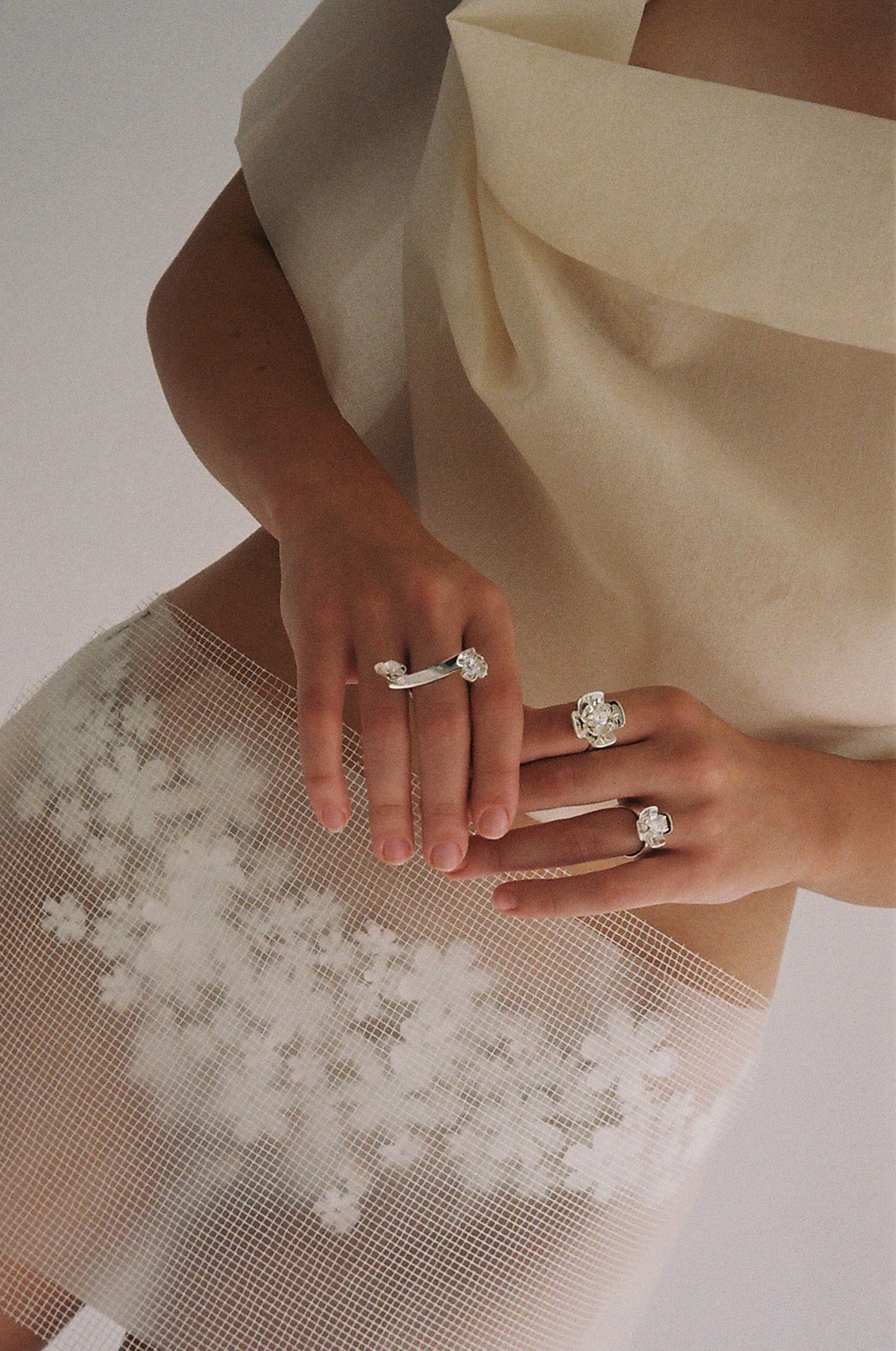 Crystal Flower Dual Ring
